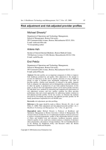 Risk adjustment and risk-adjusted provider profiles Michael Shwartz*