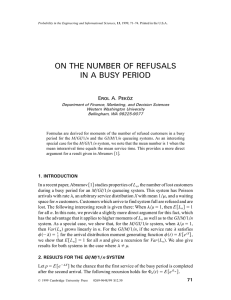 ON THE NUMBER OF REFUSALS IN A BUSY PERIOD E A. P