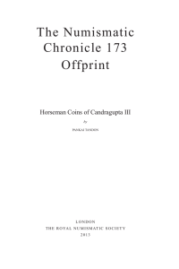 The Numismatic Chronicle 173 Offprint Horseman Coins of Candragupta III