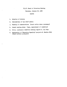 U.LIP. Board of Directors Meeting Thursday, January 20, 1966 Agenda Adoption of minutes