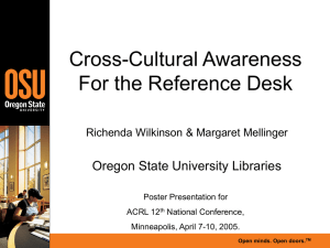 Cross-Cultural Awareness For the Reference Desk Oregon State University Libraries