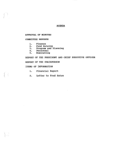 AGENDA APPROVAL OF MINUTES COMMITTEE REPORTS Fund Raising
