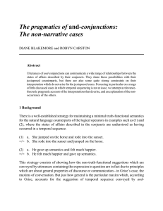 The pragmatics of The non-narrative cases DIANE BLAKEMORE and ROBYN CARSTON Abstract