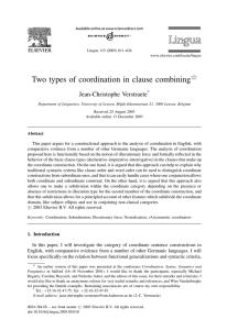 Two types of coordination in clause combining Jean-Christophe Verstraete $