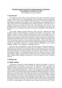 1. Introduction Imputing common ground by using temporal connectives: before