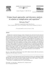 Corpus-based approaches and discourse analysis in relation to reduplication and repetition $