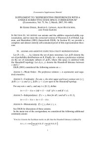 SUPPLEMENT TO “REPRESENTING PREFERENCES WITH A UNIQUE SUBJECTIVE STATE SPACE: CORRIGENDUM” Econometrica