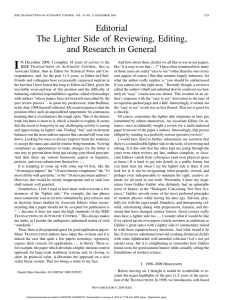 I Editorial The Lighter Side of Reviewing, Editing, and Research in General