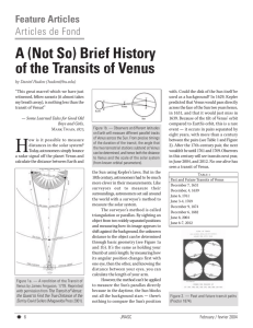 A (Not So) Brief History of the Transits of Venus Feature Articles