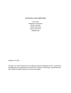 OF PENCILS AND COMPUTERS Kevin Lang Department of Economics Boston University