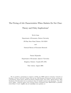 The Pricing of Job Characteristics When Markets Do Not Clear: