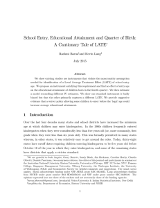 School Entry, Educational Attainment and Quarter of Birth: Rashmi Barua