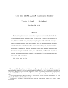 The Sad Truth About Happiness Scales Timothy N. Bond Kevin Lang