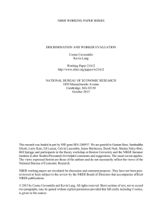 NBER WORKING PAPER SERIES DISCRIMINATION AND WORKER EVALUATION Costas Cavounidis Kevin Lang