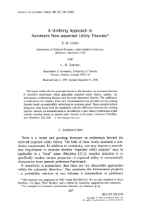 A  Unifying  Approach  to Axiomatic Non-expected Utility  Theories*