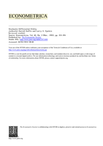 Stochastic Differential Utility Author(s): Darrell Duffie and Larry G. Epstein Reviewed work(s): Source: