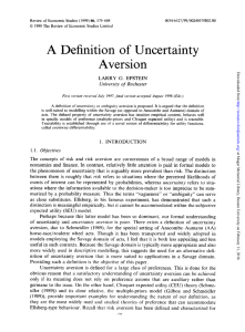 A Definition of Uncertainty Aversion LARRY G. EPSTEIN University of Rochester