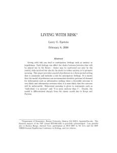 LIVING WITH RISK Larry G. Epstein February 8, 2008