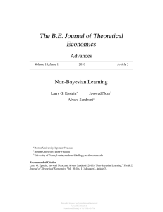 The B.E. Journal of Theoretical Economics Advances Non-Bayesian Learning