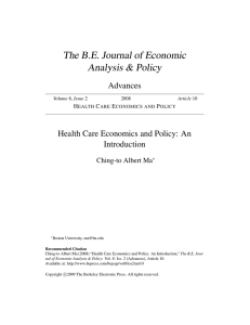 The B.E. Journal of Economic Analysis &amp; Policy Advances