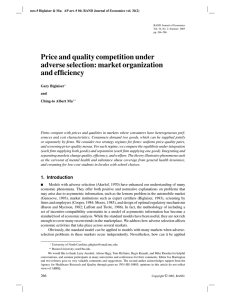 Price and quality competition under adverse selection: market organization and efficiency