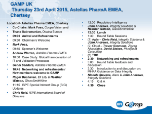 GAMP UK Thursday 23rd April 2015, Astellas PharmA EMEA, Chertsey •