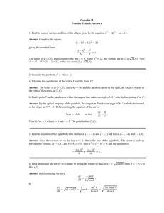 Calculus II Practice Exam 4, Answers Answer x