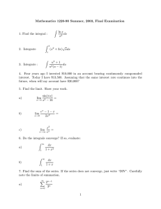Mathematics 1220-90 Summer, 2003, Final Examination Z ln x