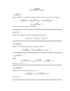 Calculus II Practice Problems 5: Answers Answer x