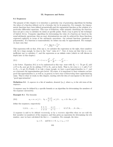 IX. Sequences and Series 9.1 Sequences