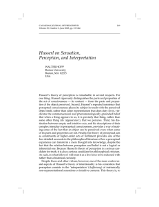 Husserl on Sensation, Perception, and Interpretation