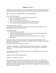 Lecture 1  Algorithm derived from Algorism, 9
