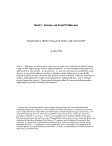 Identity, Groups, and Social Preferences  October 2013
