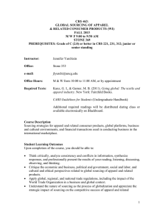 CRS 463: GLOBAL SOURCING OF APPAREL &amp; RELATED CONSUMER PRODUCTS (WI) FALL 2013