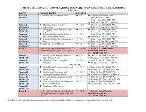 COURSE SYLLABUS: MGT 302 OPERATIONS AND ENVIRONMENTS IN FOREIGN JURISDICTIONS