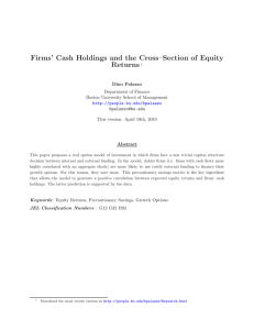 Firms’ Cash Holdings and the Cross–Section of Equity Returns