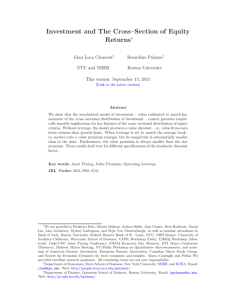 Investment and The Cross–Section of Equity Returns ∗ Gian Luca Clementi