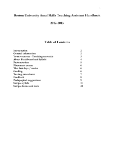 Boston University Aural Skills Teaching Assistant Handbook  2012-2013 Table of Contents