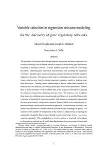 Variable selection in regression mixture modeling November 6, 2006
