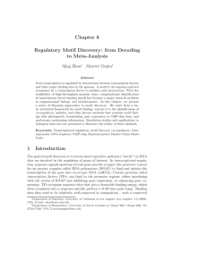 Chapter 8 Regulatory Motif Discovery: from Decoding to Meta-Analysis Qing Zhou