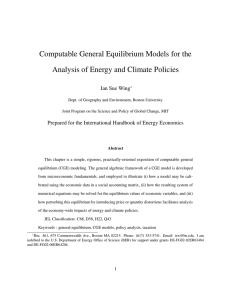 Computable General Equilibrium Models for the Ian Sue Wing