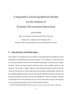 Computable General Equilibrium Models for the Analysis of Economy-Environment Interactions Ian Sue Wing