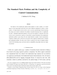 The Standard Parts Problem and the Complexity of Control Communication