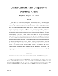 Control Communication Complexity of Distributed Actions Wing Shing Wong and John Baillieul
