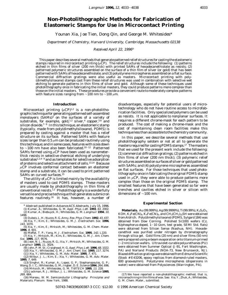 Non-Photolithographic Methods for Fabrication of