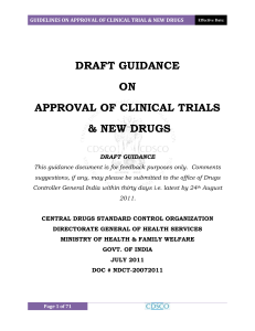 DRAFT GUIDANCE ON APPROVAL OF CLINICAL TRIALS &amp; NEW DRUGS