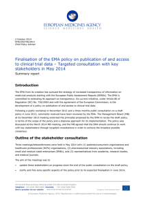 Finalisation of the EMA policy on publication of and access
