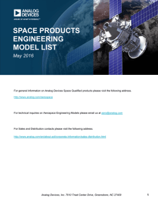 SPACE PRODUCTS ENGINEERING MODEL LIST May 2016