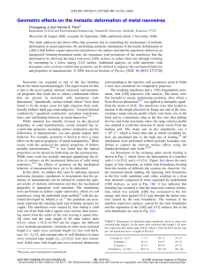 Geometric effects on the inelastic deformation of metal nanowires