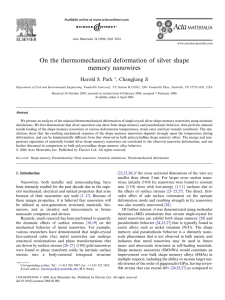 On the thermomechanical deformation of silver shape memory nanowires Harold S. Park